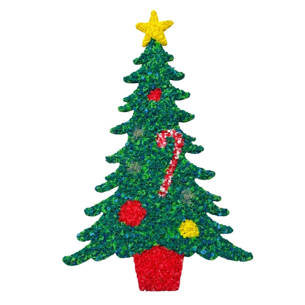 Vintage Melted Plastic‎ Popcorn Christmas Tree Wall Hanging Retro MCM Decor